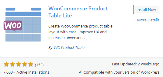 WooCommerce Product Table Lite – Plugin WordPress