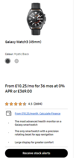 Samsung out-of-stock item