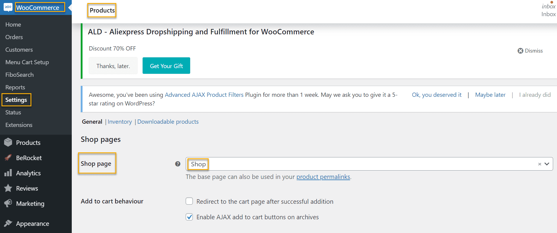 woocommerce product settings