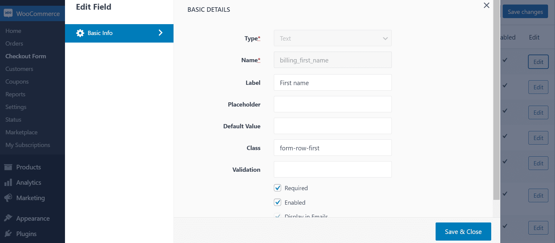 edit field basic info