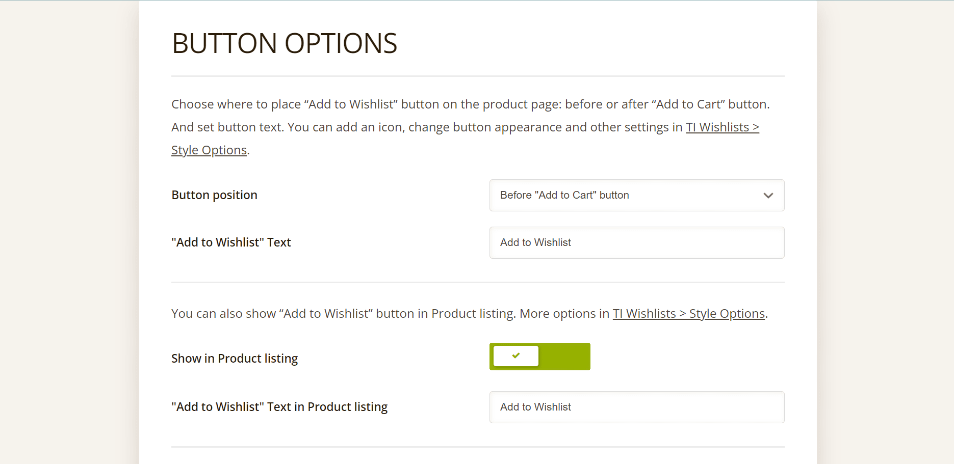 button options for ti woo wishlist
