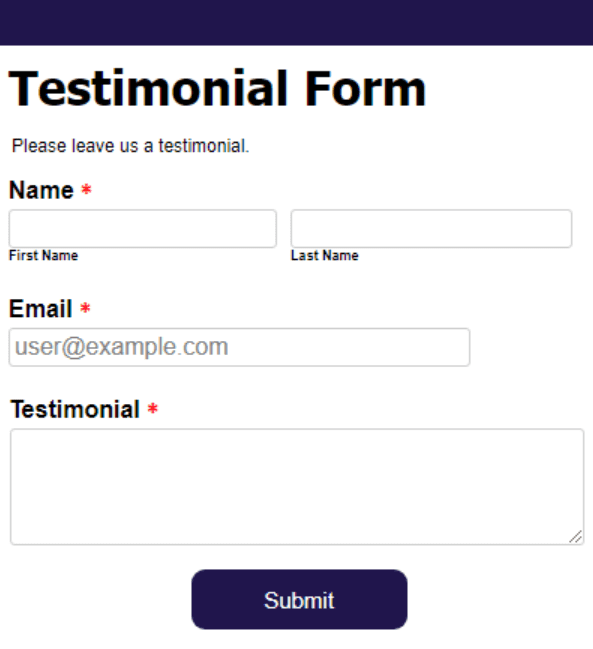 testimonial form