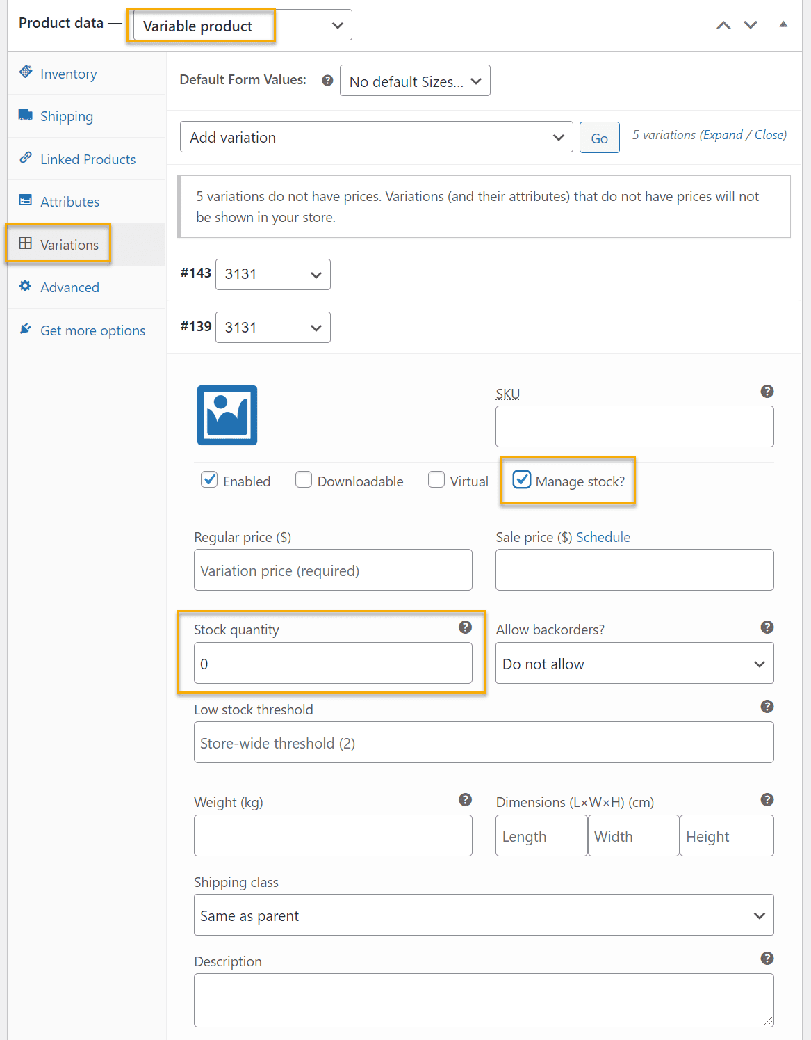 variable product