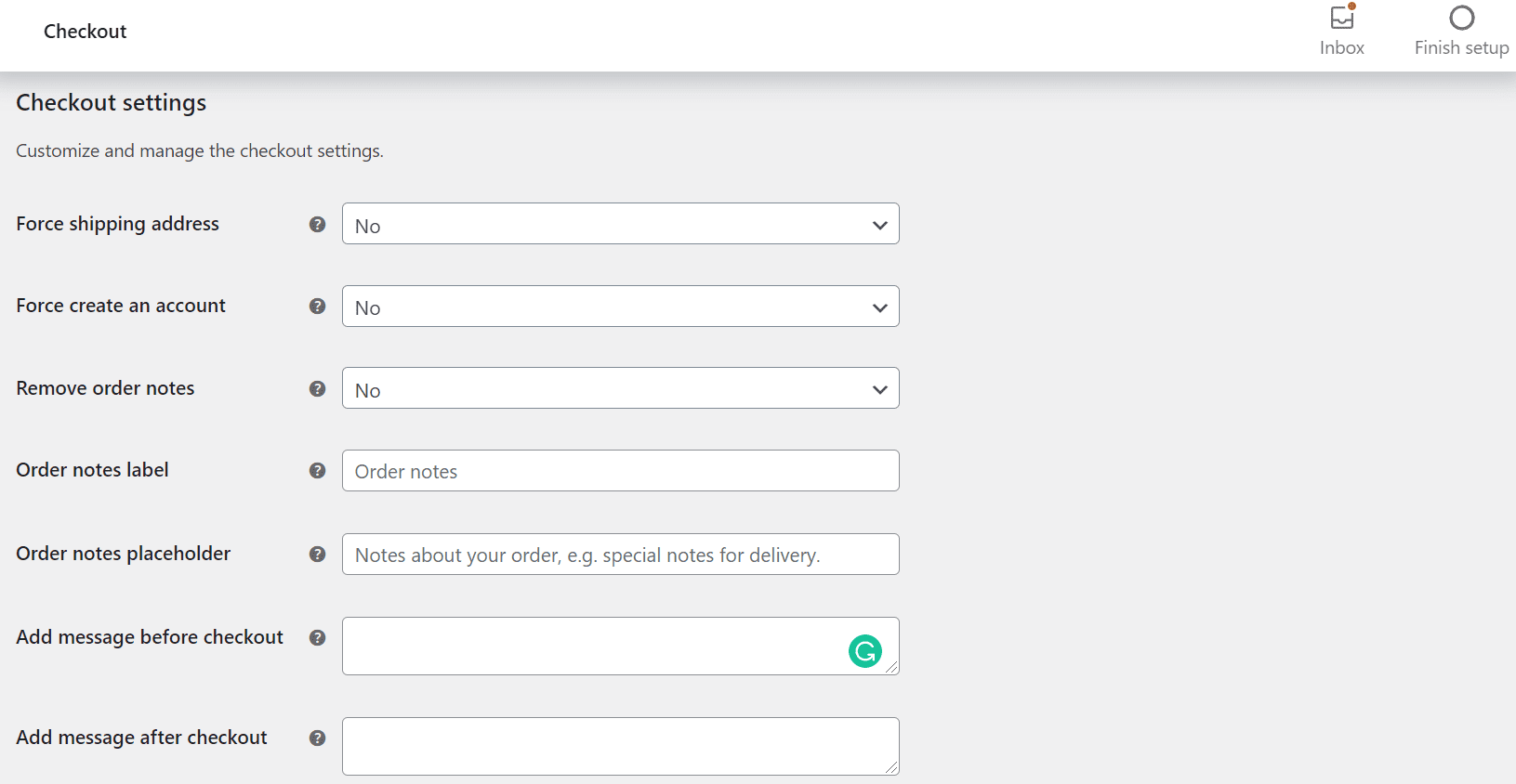 checkout customization options