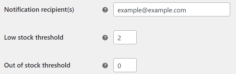 notification recipients woo inventory