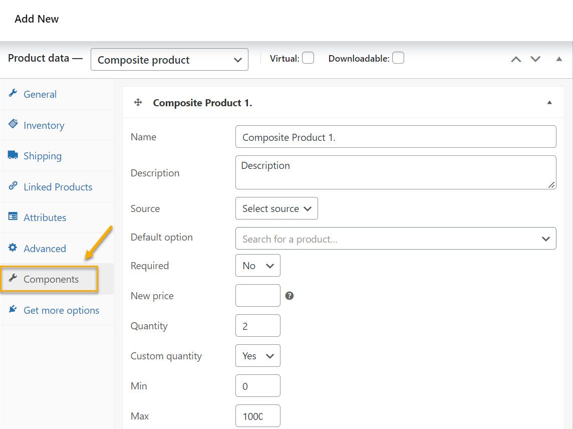 components tab