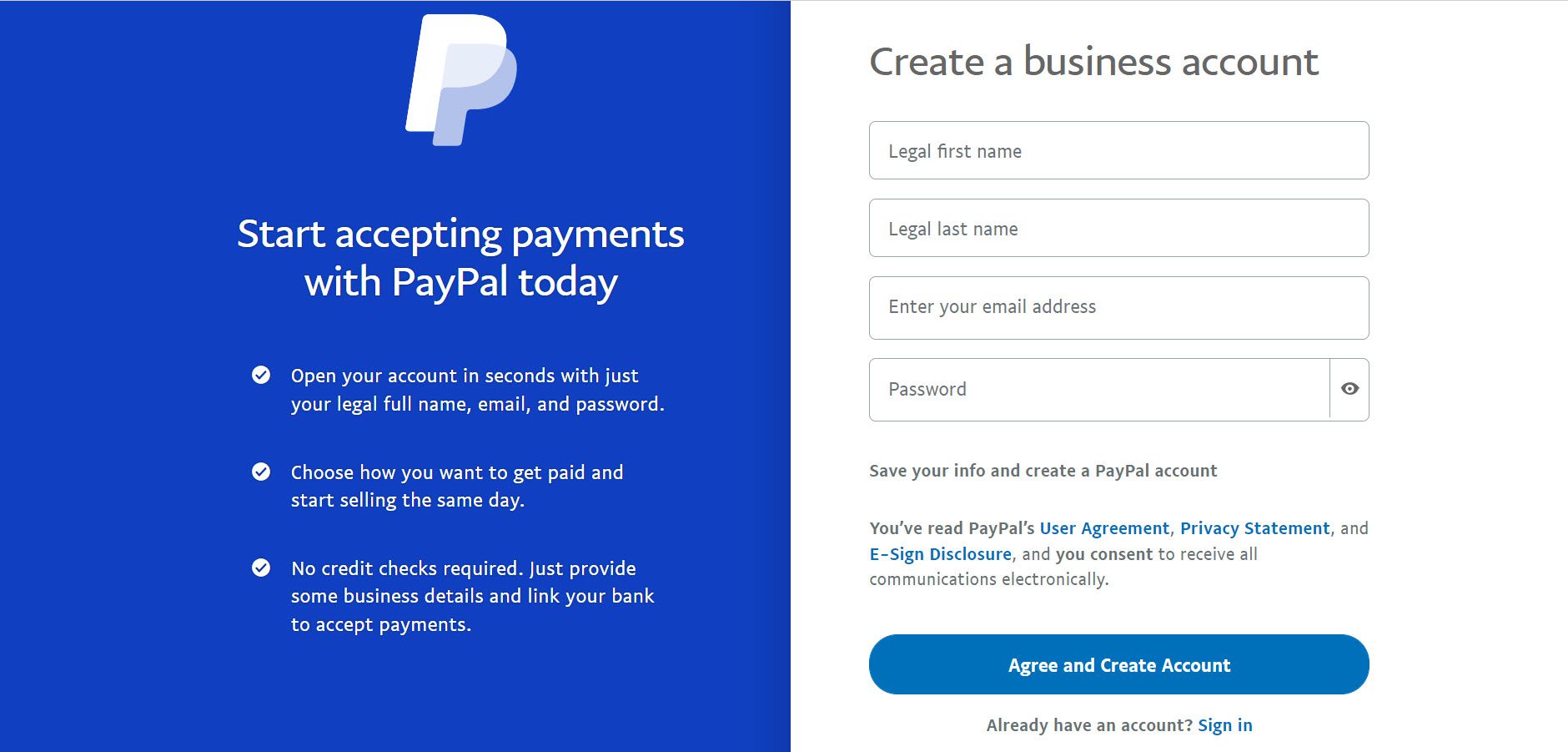 create business account paypal