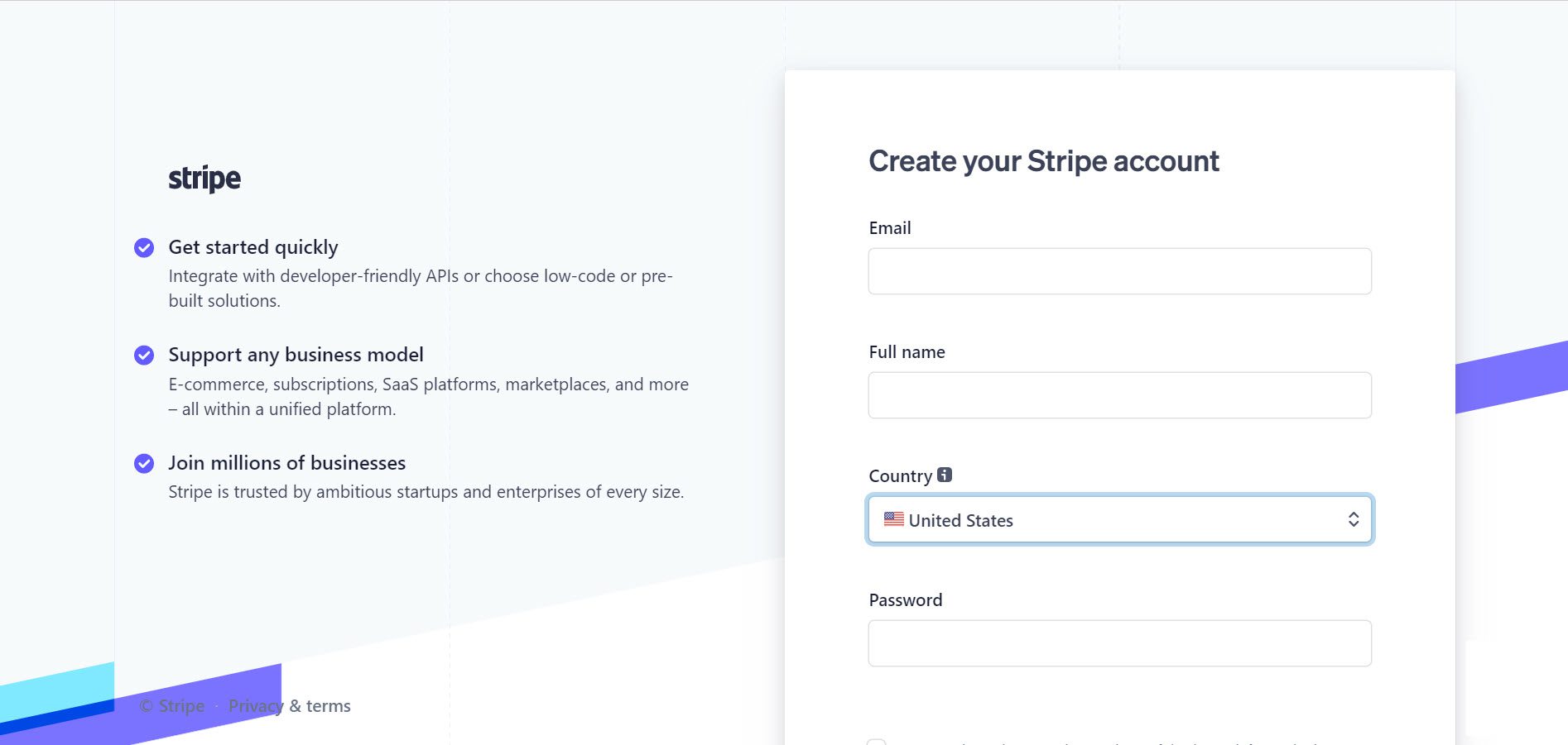 create stripe account