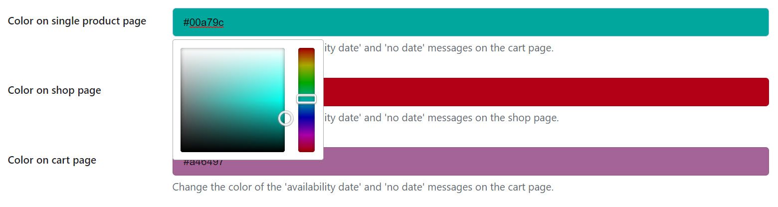 color slider settings for pre order 