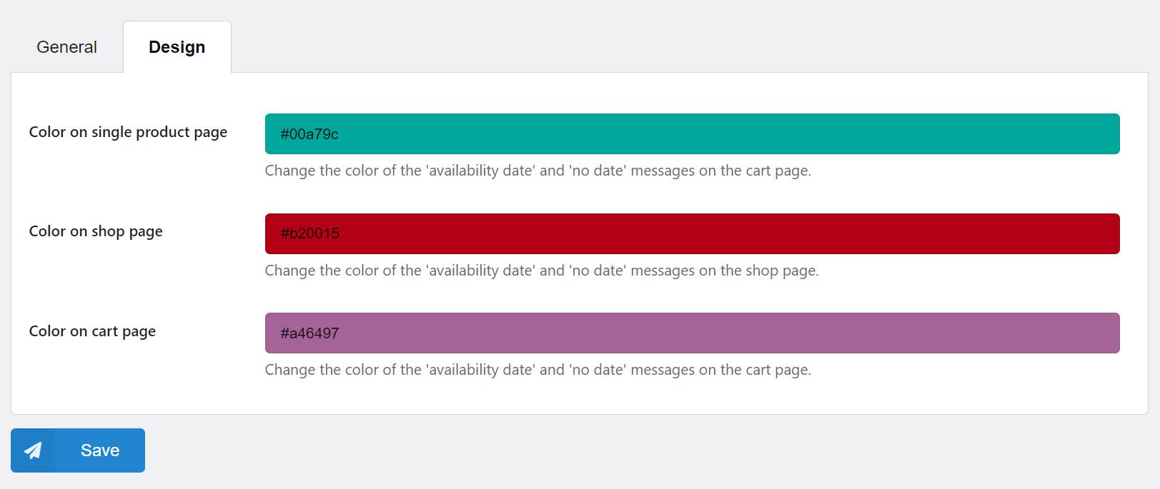 design settings for product pre order 