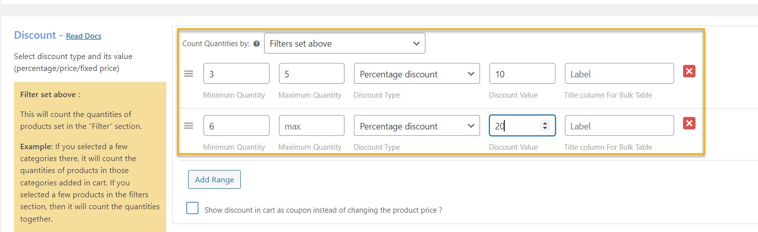 count qualities by filters