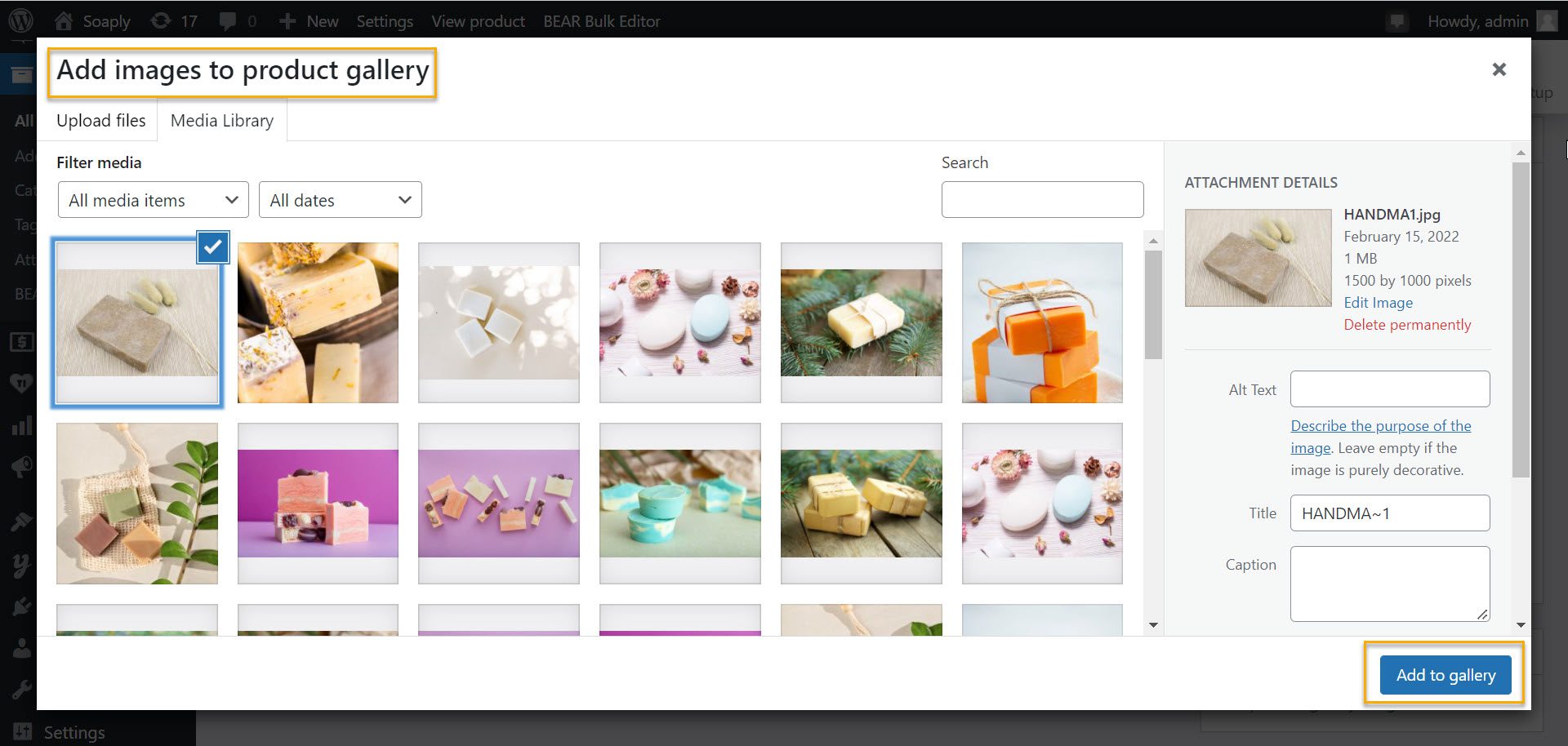 add images to product gallery 