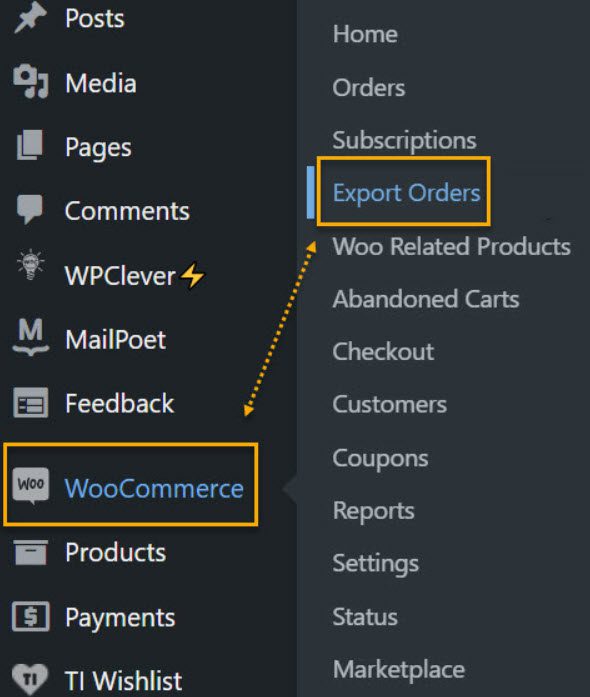 woocommerce export orders 