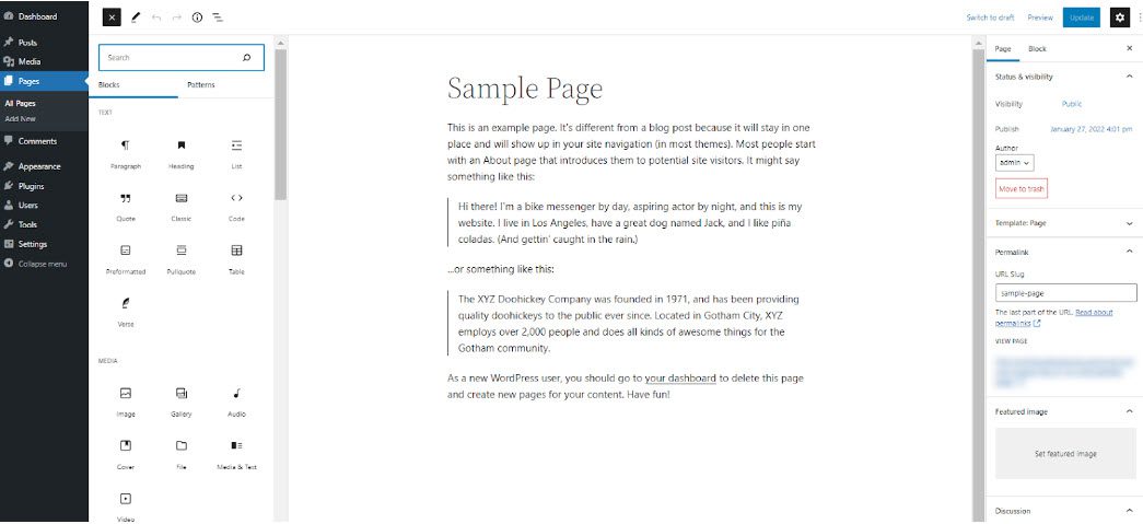 wordpress sample page