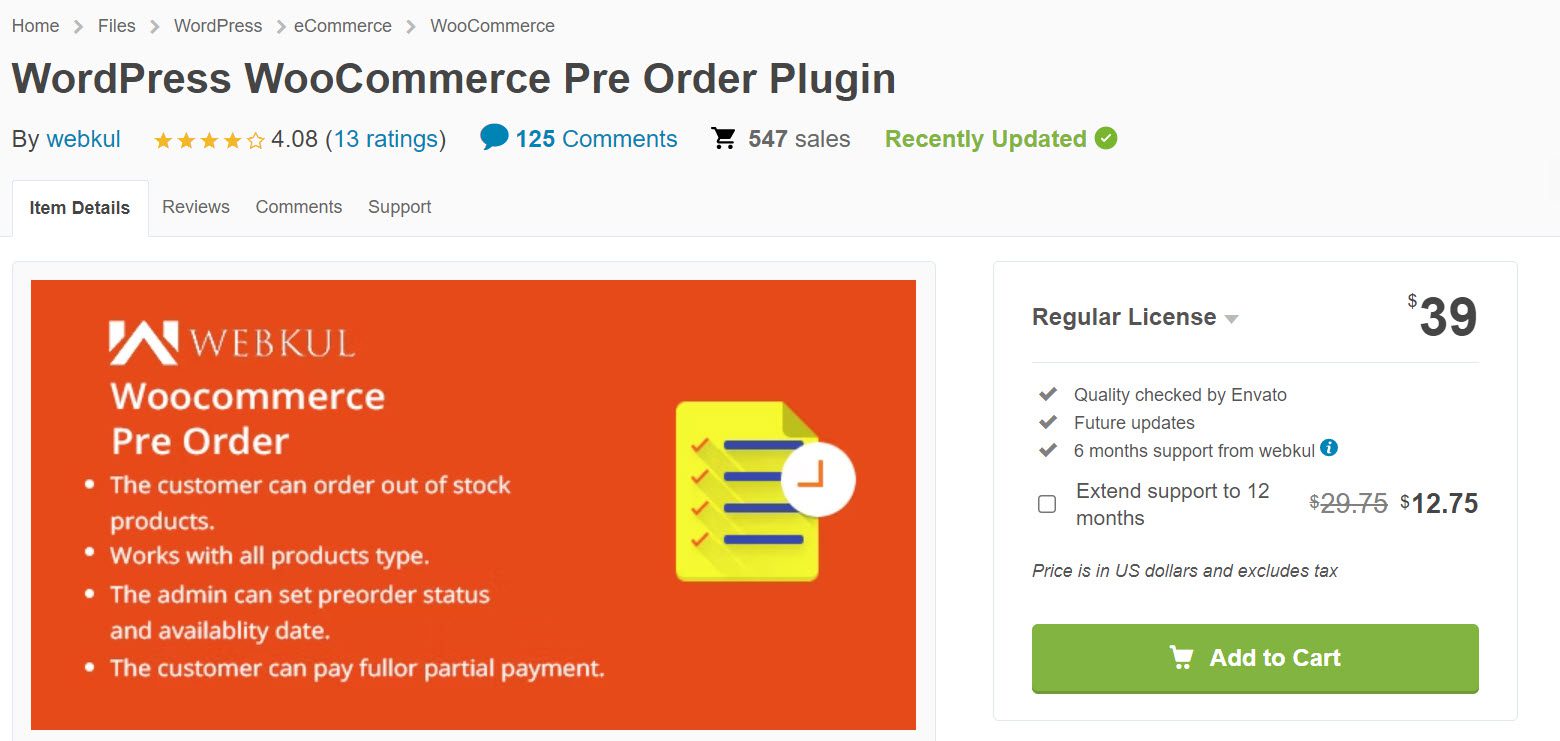 wordpress woocommerce pre order plugin